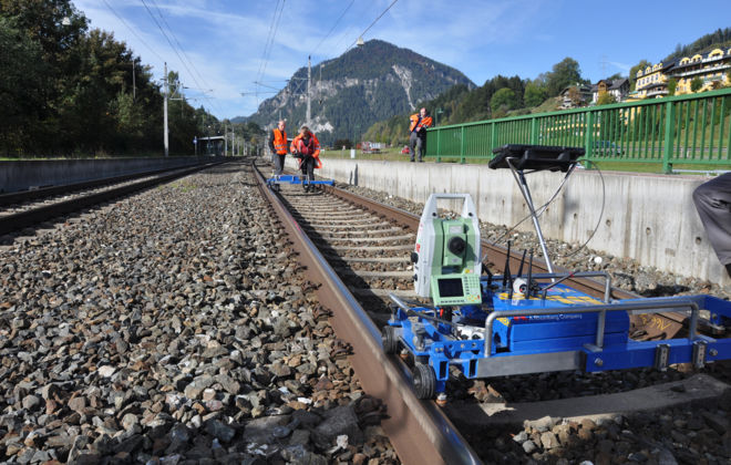 Gleisvermessung für Stopfarbeiten